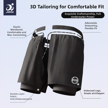 Pánske plavky Jiehu, jednofarebný polyesterový materiál (85% polyester), podšívka 100% polyester, pre dospelých