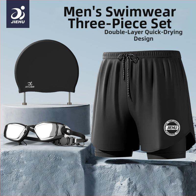 Pánske plavky Jiehu, jednofarebný polyesterový materiál (85% polyester), podšívka 100% polyester, pre dospelých