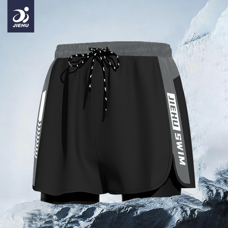 Pánske plavky Jiehu, jednofarebný polyesterový materiál (85% polyester), podšívka 100% polyester, pre dospelých