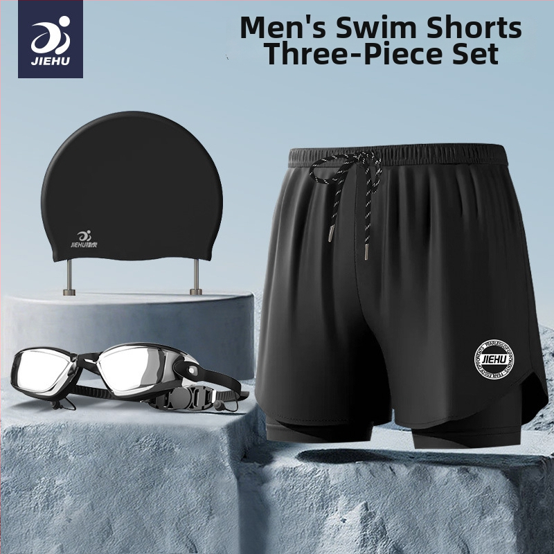 Pánske plavky Jiehu, jednofarebný polyesterový materiál (85% polyester), podšívka 100% polyester, pre dospelých