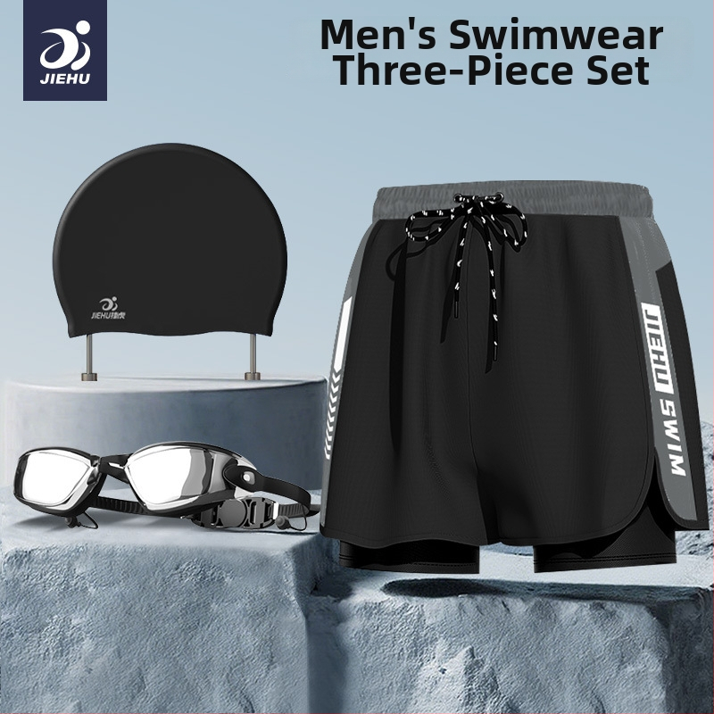 Pánske plavky Jiehu, jednofarebný polyesterový materiál (85% polyester), podšívka 100% polyester, pre dospelých