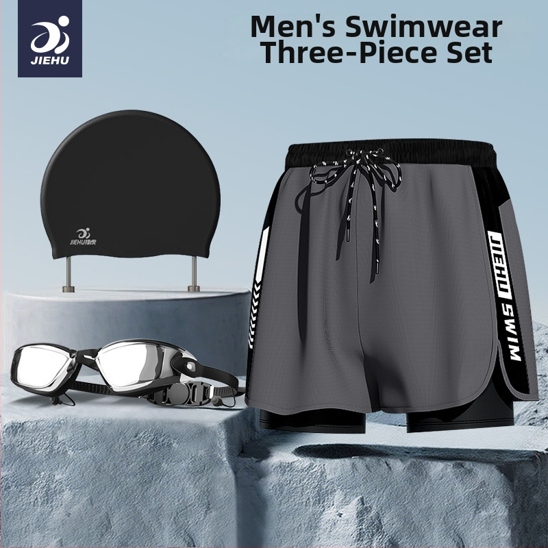 Pánske plavky Jiehu, jednofarebný polyesterový materiál (85% polyester), podšívka 100% polyester, pre dospelých