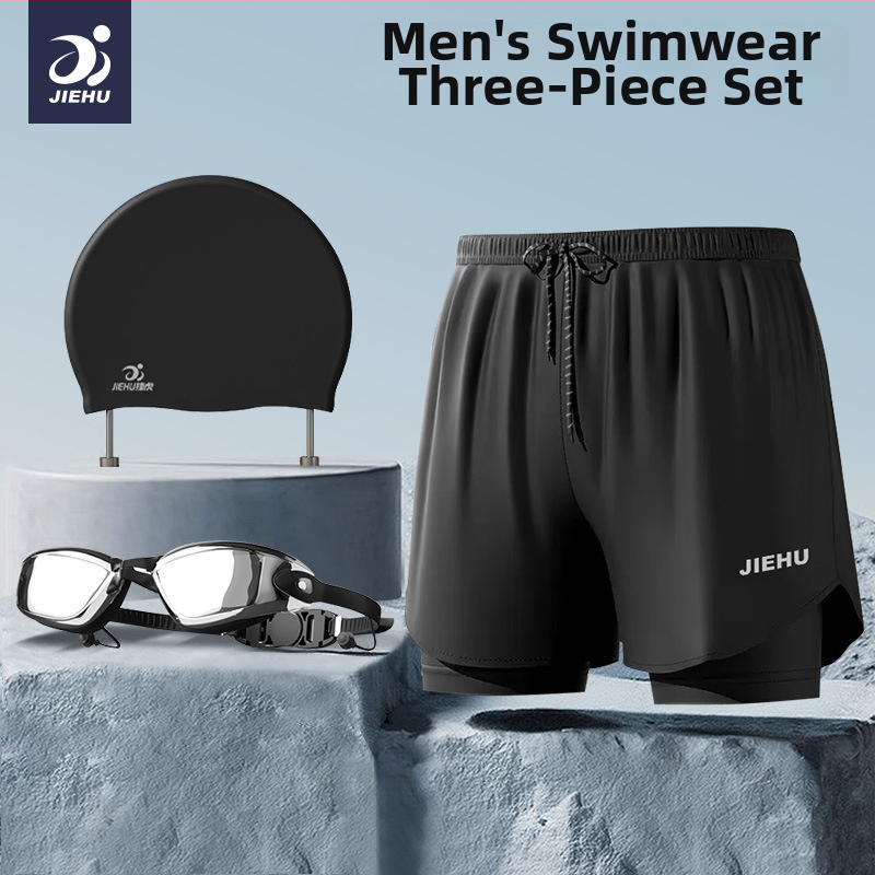 Pánske plavky Jiehu, jednofarebný polyesterový materiál (85% polyester), podšívka 100% polyester, pre dospelých