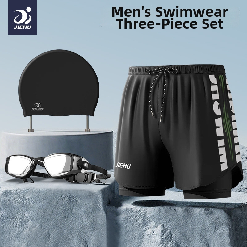 Pánske plavky Jiehu, jednofarebný polyesterový materiál (85% polyester), podšívka 100% polyester, pre dospelých