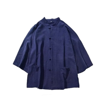 Tang štýlová košeľa z ľanového zmesi, 3/4 rukávy, letný casual, minimalistický mužský kúsok