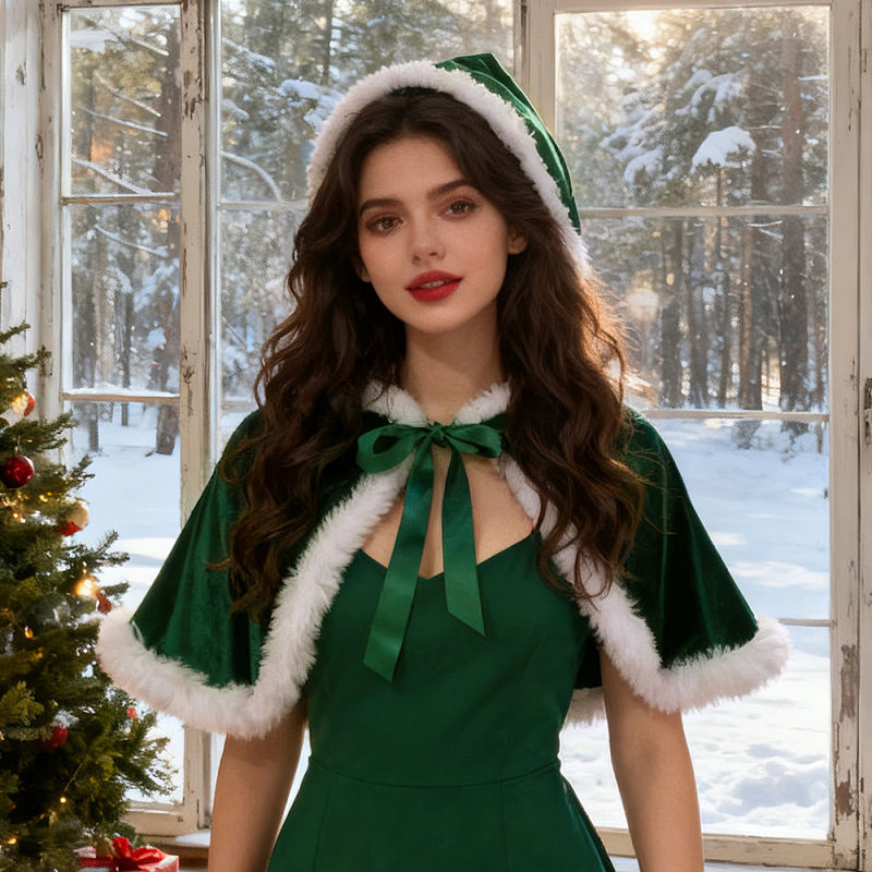 Ženský vianočný plášť na cosplay – etnický kmeňový štýl, polyester, model 77018, jeseň 2025