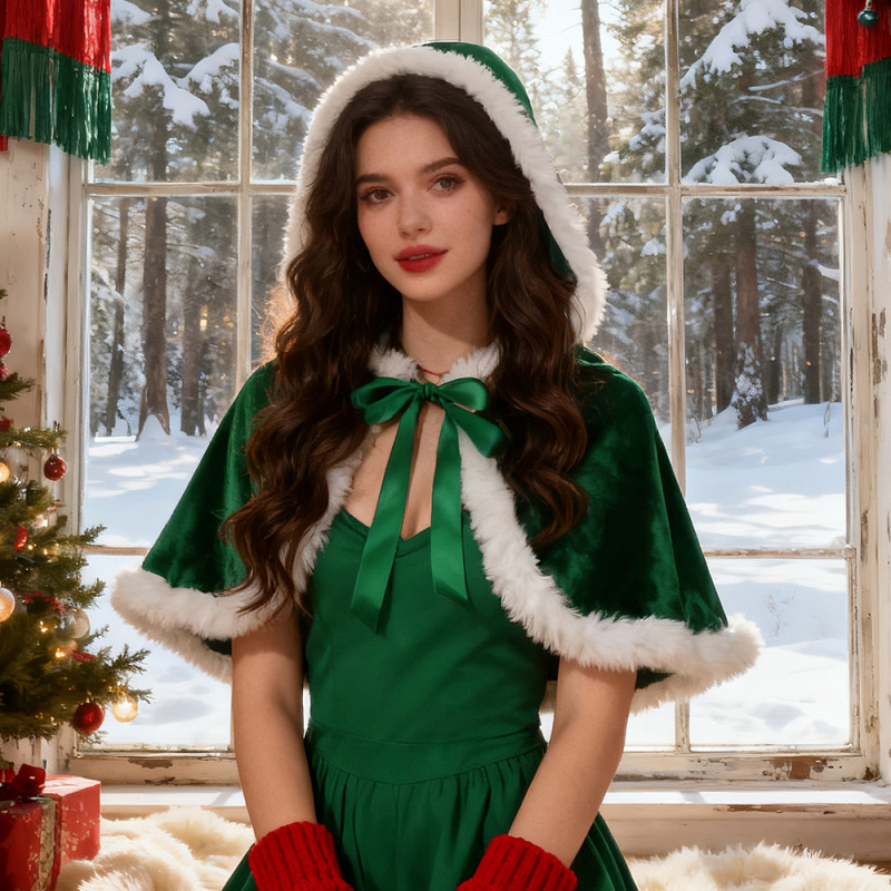 Ženský vianočný plášť na cosplay – etnický kmeňový štýl, polyester, model 77018, jeseň 2025