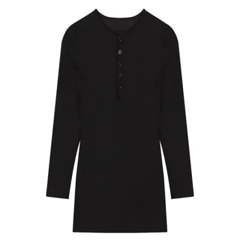 Šaty z polyesteru, jednofarebné, V výstrih, dlhé rukávy, elastický pás