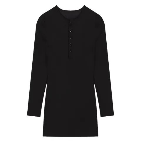 Šaty z polyesteru, jednofarebné, V výstrih, dlhé rukávy, elastický pás