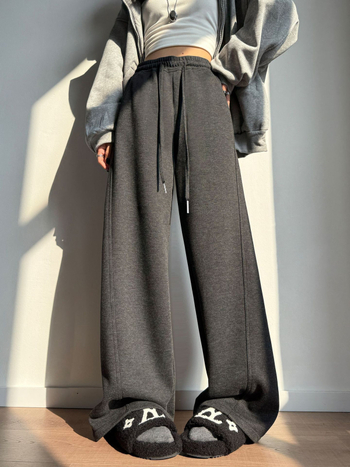 Dámske široké nohavice s oblúkovým strihom a širokými nohami, vysoký pás, vlnená zmes, extra hrubé, jeseň 2025