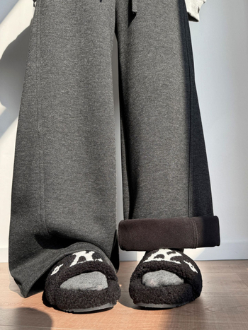 Dámske široké nohavice s oblúkovým strihom a širokými nohami, vysoký pás, vlnená zmes, extra hrubé, jeseň 2025