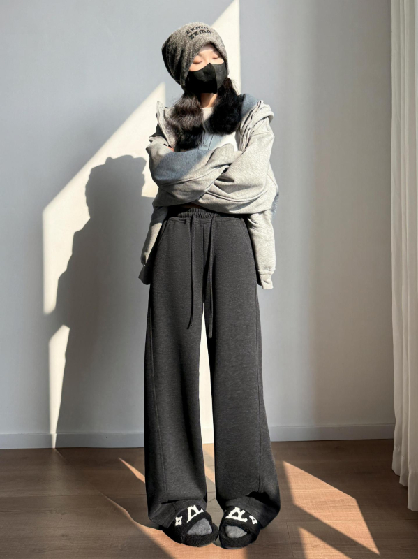 Dámske široké nohavice s oblúkovým strihom a širokými nohami, vysoký pás, vlnená zmes, extra hrubé, jeseň 2025