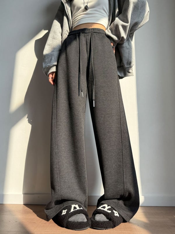 Dámske široké nohavice s oblúkovým strihom a širokými nohami, vysoký pás, vlnená zmes, extra hrubé, jeseň 2025