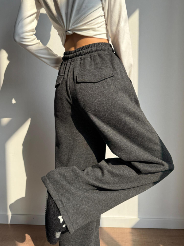 Dámske široké nohavice s oblúkovým strihom a širokými nohami, vysoký pás, vlnená zmes, extra hrubé, jeseň 2025