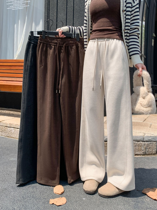 Dámske voľné nohavice na jeseň-zimu, zmes vlákien vlna-triacetát, vysoký pás, dlhé nohavice, bez záhybov, s ľahkým strečom