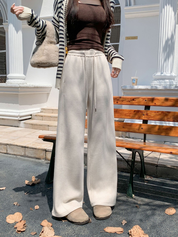Dámske voľné nohavice na jeseň-zimu, zmes vlákien vlna-triacetát, vysoký pás, dlhé nohavice, bez záhybov, s ľahkým strečom