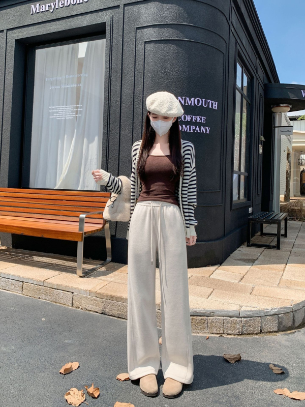 Dámske voľné nohavice na jeseň-zimu, zmes vlákien vlna-triacetát, vysoký pás, dlhé nohavice, bez záhybov, s ľahkým strečom