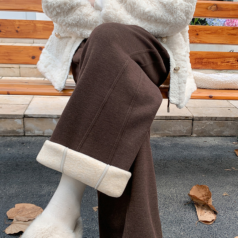 Dámske voľné nohavice na jeseň-zimu, zmes vlákien vlna-triacetát, vysoký pás, dlhé nohavice, bez záhybov, s ľahkým strečom