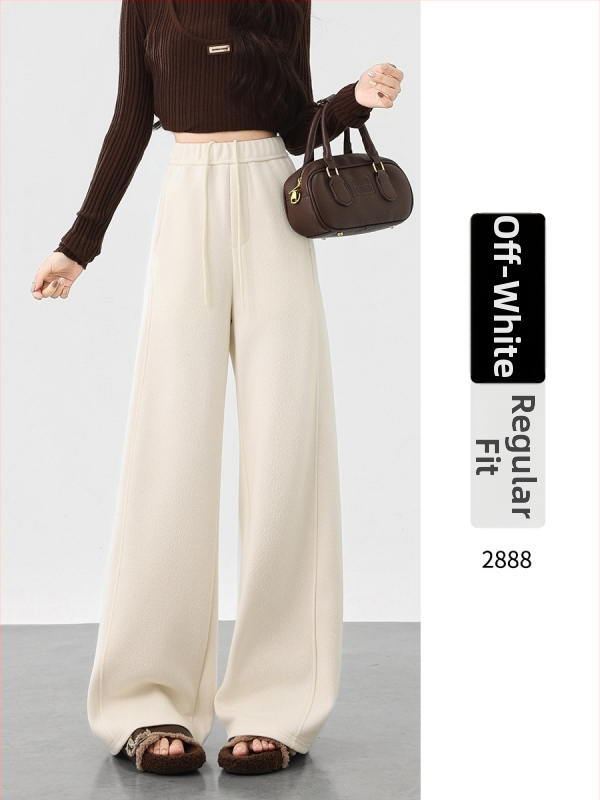 Široké nohavice z vlnenej zmesi s textúrou Mulberry Silk, vysoký pás, hrubšie, jeseň 2025