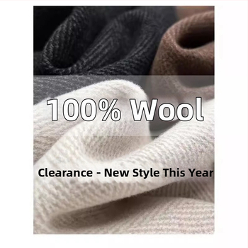 Dámske vlnené tkané široké nohavice, 80–90% vlna, dlhé, casual zimný model 2025