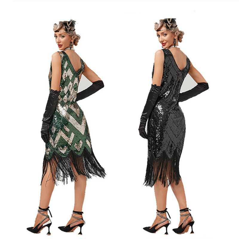 Yixiaoyi scénické šaty s flitrami a strapcami, zmes bavlny a chemických vlákien, unisex, jar 2025, vek 18–24