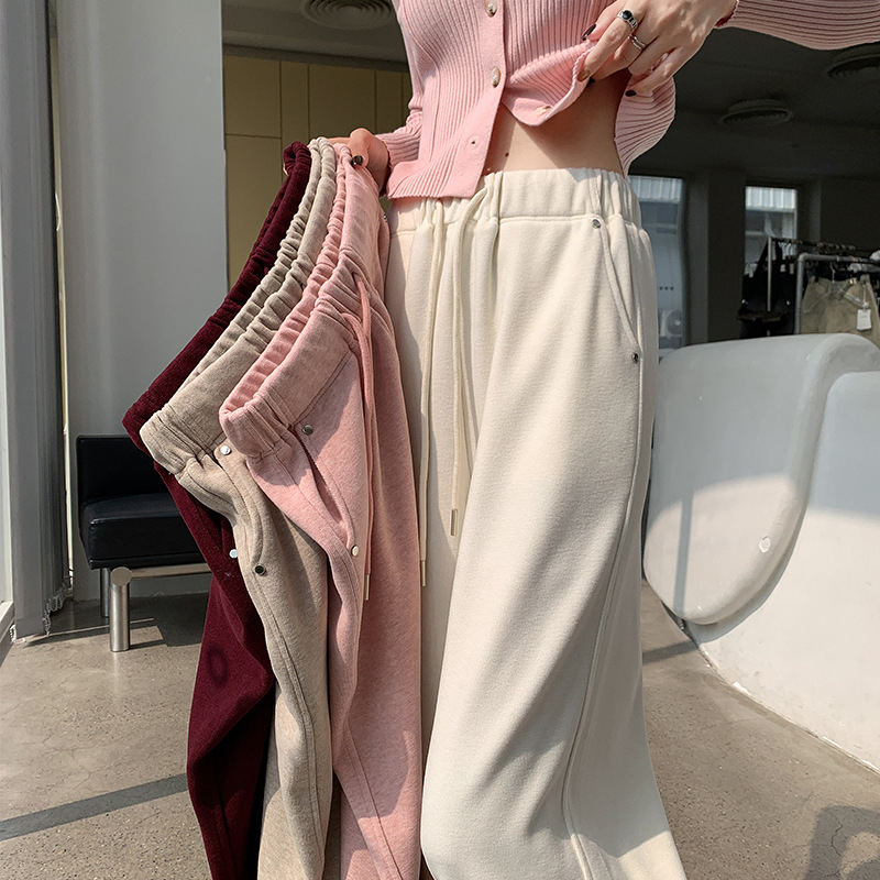 Norika Chenille široké nohavice s vysokým pásom, ozdobené korálkami, casual, zmes polyesteru a elastanu