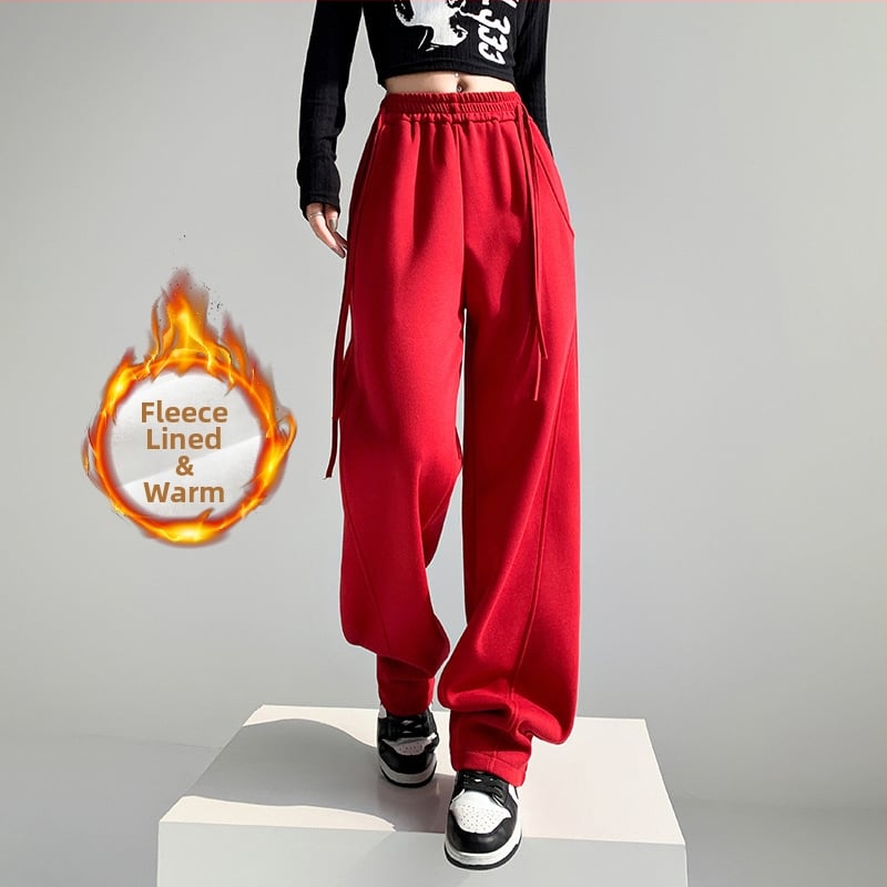 Dámske nohavice s voľným strihom, vysoký pás, fleecovou podšívkou, bavlno-polyesterové tkaniny, jeseň-zima 2025