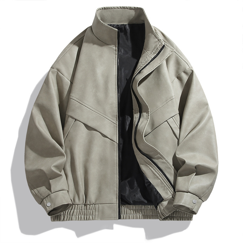 Bőrkabát, koreai stílus, cipzár az elején, valódi báránybőr, poliészter bélés