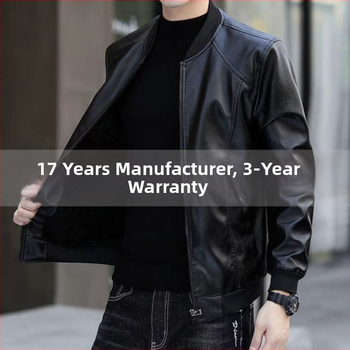 Ανδρικό δερμάτινο μπουφάν τύπου biker, κορεατικού στυλ, γνήσιο δέρμα, φερμουάρ, στενό κόψιμο