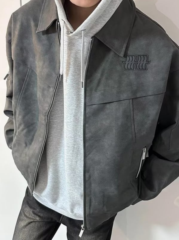 PU kožna bomber jakna s reverom, zatvarač na zip, širok kroj, otporna na vjetar