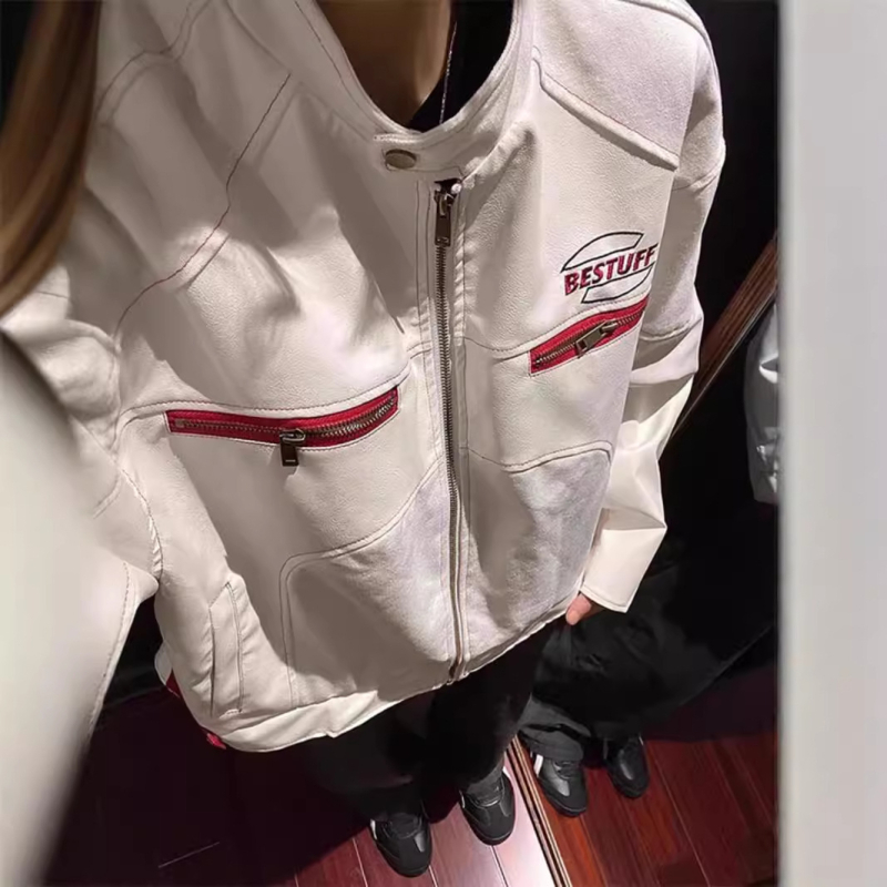 Kožna jakna / kožni bomber, PU koža, zip zatvarač, stojeći ovratnik, podstava poliester