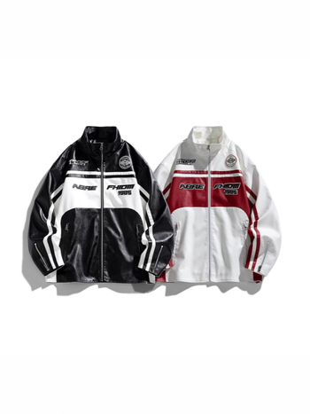PU kožna jakna - stojeći ovratnik, zatvarač, slobodni kroj, mladenački stil