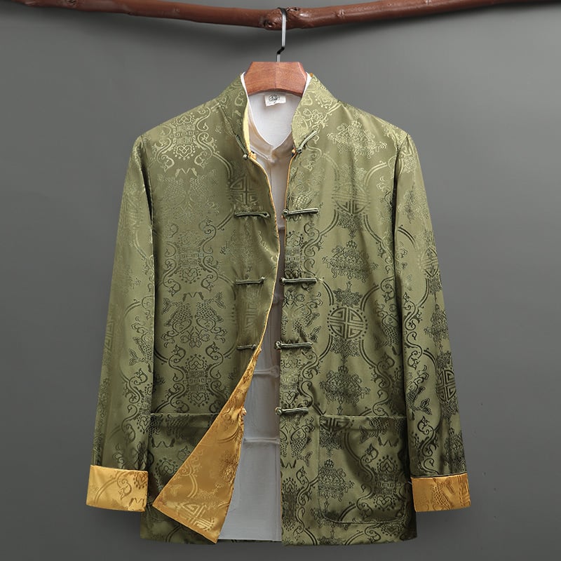 Танг костюм за мъже: елегантна горна дреха с 3D кройка, антибръчкова сатенена тъкан със 60% полиестер, есенно ежедневие