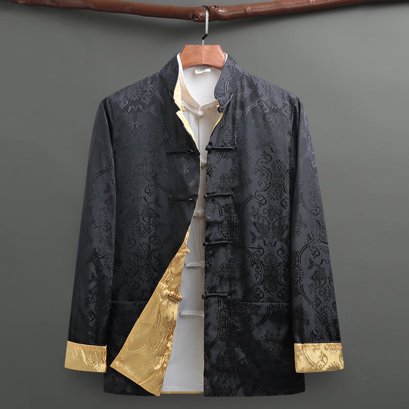 Танг костюм за мъже: елегантна горна дреха с 3D кройка, антибръчкова сатенена тъкан със 60% полиестер, есенно ежедневие