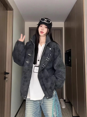 PU kožená bunda pre mužov — Slim Fit, Turn-down Collar, Wrinkle-free, Ribbed Hem, Casual Outerwear