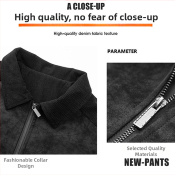 PU kožená bunda pre mužov, voľný strih, golier s reverom, zips, patchwork dizajn a bočné vrecká