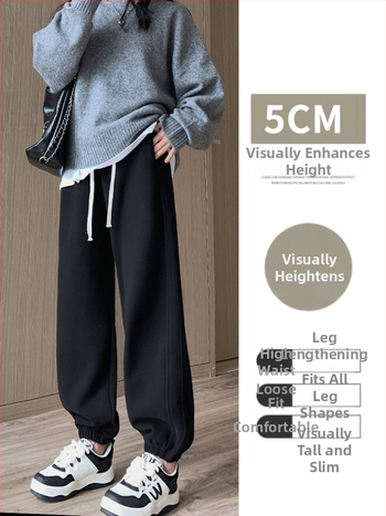 Dámske voľné jogger nohavice s vysokým pásom, fleece vnútorná vrstva, zmes polyestre-spandex, vetruodolné, japonko-kórejský casual štýl