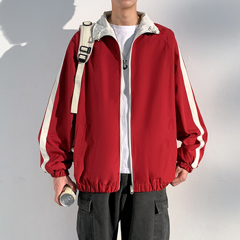 Pánska PU kožená bunda v ulicom štýle, voľný strih, s kapucňou, zips