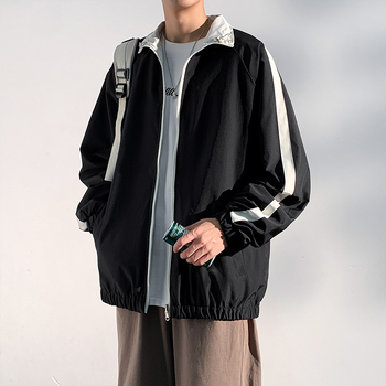 Pánska PU kožená bunda v ulicom štýle, voľný strih, s kapucňou, zips