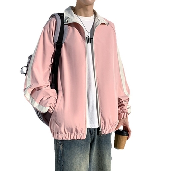 Pánska PU kožená bunda v ulicom štýle, voľný strih, s kapucňou, zips