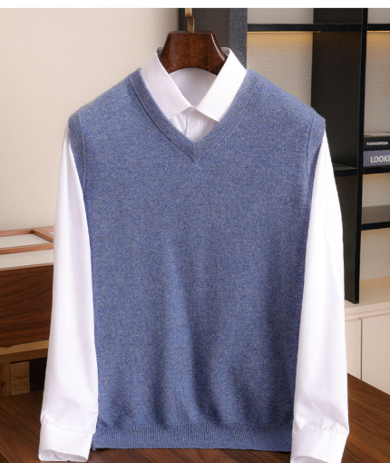 Pánska kašmírová vesta (bez límca, bez rukávov, jednofarebná, priliehavý strih, 30–35% kašmír)