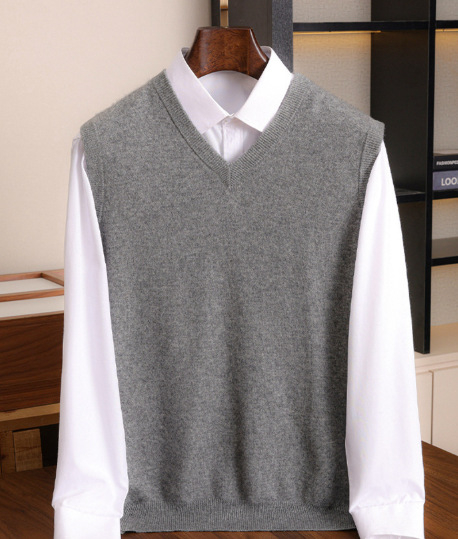 Pánska kašmírová vesta (bez límca, bez rukávov, jednofarebná, priliehavý strih, 30–35% kašmír)