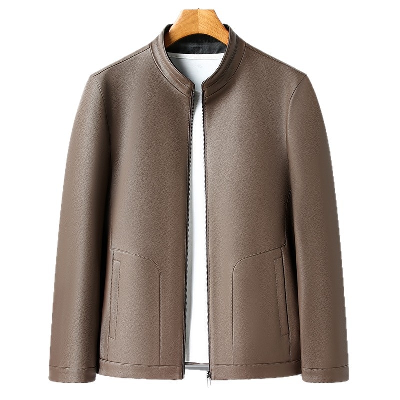 Pánska PU kožená bunda v štýle ľahkého biznisu, stojací golier, zips, podšívka z polyesteru, na zimu