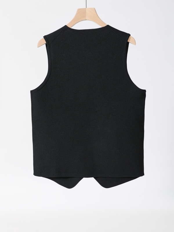 Pánska vesta do saka, korejský štýl, štíhla siluéta, bez rukávov, stojací golier, jednoradové zapínanie, vlnený zmes 30–35%