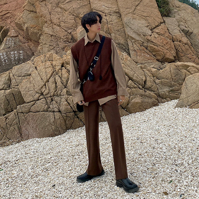 Pánska pletená vesta, jednofarebná, voľný strih, hrubé pletenie, 66-70% vlna, jeseň