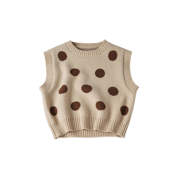 Детска плетена жилетка с точки, корейски стил, без ръкави, за деца на възраст 3–8 години