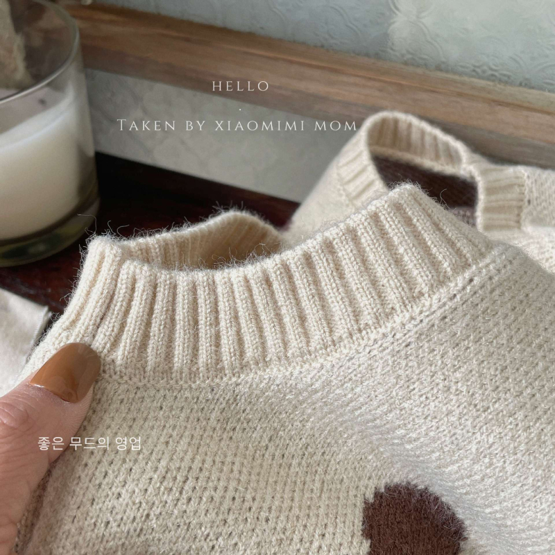 Gyerekeknek szóló pöttyös kötött mellény koreai stílusban, ujj nélküli, 3–8 éveseknek