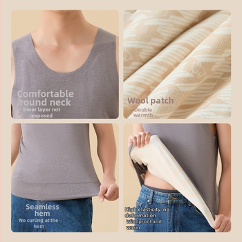 Termálna vesta pre mužov s vlastným zohrievaním – základný vrstva, polyesterová tkanina, okrúhly výstrih, pulórový štýl