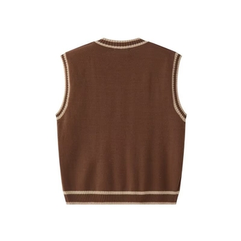 Pánska bezruká pletená vesta s štvorcovým výstrihom, akadémický štýl, bavlno-vlnená zmes s králikou srsťou 71–75%, voľný strih