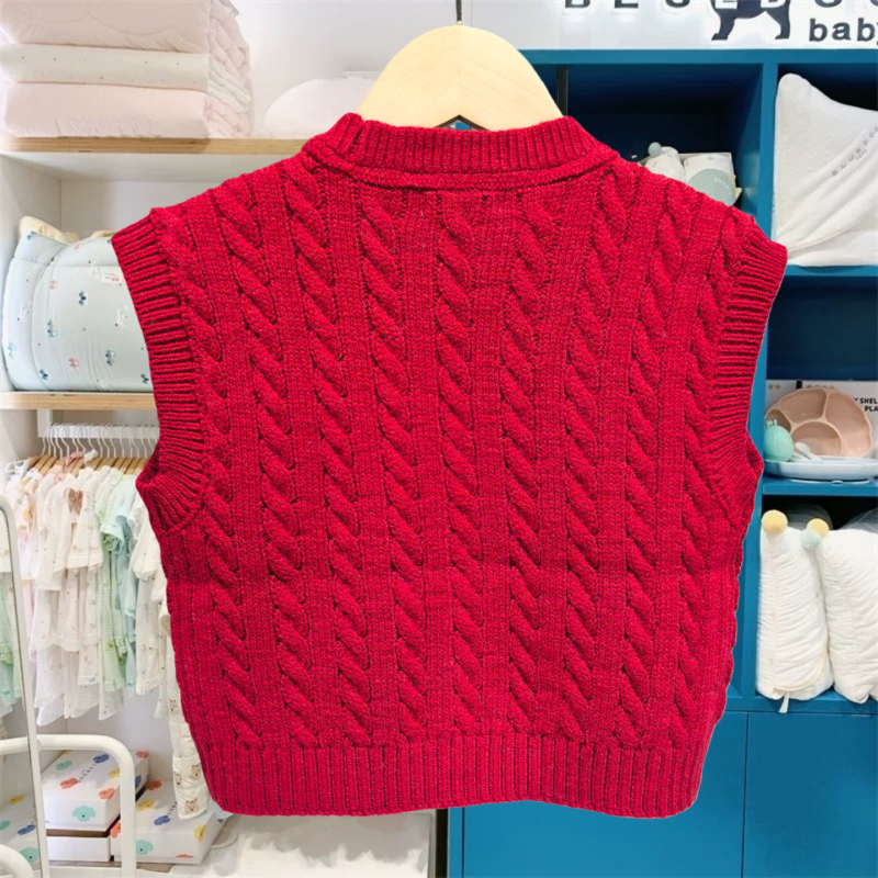 Detský vest – Korejský štýl kardigánu, 50% bavlna, zapínanie na gombíky, pre deti 3–8 rokov, jeseň/zima